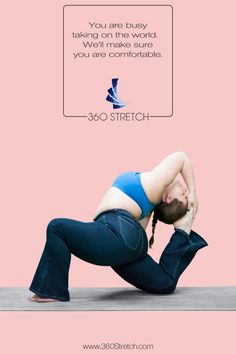 a woman is doing yoga on the floor with her hands behind her head and legs crossed