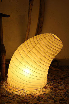 a lamp that is sitting on the ground