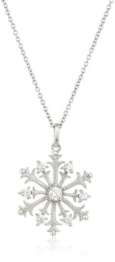 Platinum-Plated Sterling Silver Swarovski Zirconia Snowflake Pendant Necklace, 18 Snowflake Pendant, Heart Necklace Diamond, Moon Pendant Necklace, Pendant Watches, Buy Necklace, Circle Diamond, Diamond Cross Pendants, Heart Pendant Diamond, Mens Pendant