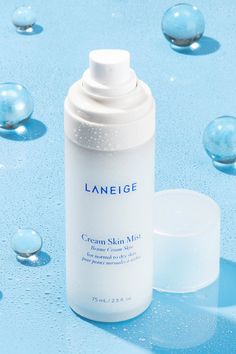 Face Mist Product Photography, Laneige Cream Skin Mist, Laneige Cleanser, Mist Product Photography, Cleanser Photography, Laneige Cream Skin, Milk Skincare, Skin Care Packaging, Cosmetics Photography