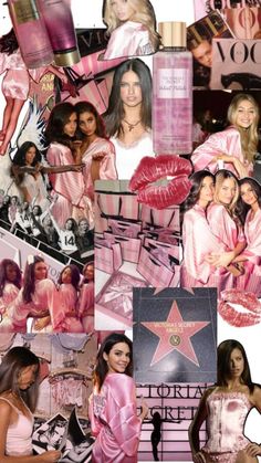 the collage shows women dressed in pink