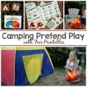 a book cover with pictures of camping pretend play