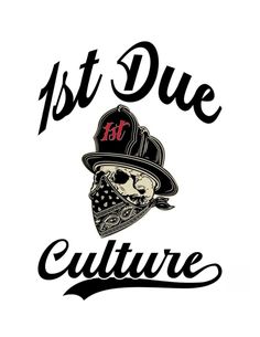 the 1st due culture logo with a skull wearing a fireman's hat and bandana