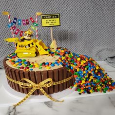 a birthday cake made to look like a construction site