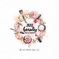 the paper girl logo with cosmetics and makeup products