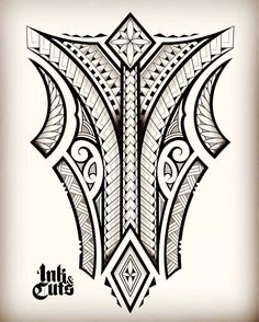 an art nouveau tattoo design in black and white, with geometric designs on the side