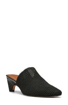 Memory foam cushioning and a stretchy, breathable woven upper add all-day comfort to this chic and sassy mule. 2 1/2" heel (size 8.5) Memory foam cushioning Textile upper/leather lining and sole Imported Pointy Mules, Flat Mules, Kitten Heel, Mules Shoes, Vince Camuto, Mule, Heeled Mules, Madewell, Memory Foam