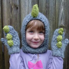 Knitting Pattern (US) for Dinosaur Hood & paws.  Size Baby, Children, Adult… Velvet Acorn, Hooded Cowl, Kids Winter Hats, Baby Winter Hats, Crochet Dinosaur, Coat Blouse, Irish Crochet Dress, Velvet Hat, Kids Crochet