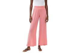 Michael Stars Susie Double Gauze Smocked Wide Leg Pants - Women's Casual Pants : Pink : The lightweight Michael Stars Smocked Wide Leg Pants offer comfort and style from day to night. Features a fitted elastic waist band and a wide leg silhouette. Straight hemline. 100% cotton. Machine washable. Made in the USA and imported. Measurements: Waist Measurement: 22 in Outseam: 40 in Inseam: 32 in Front Rise: 11 in Back Rise: 16 in Leg Opening: 26 in Product measurements were taken using size XS (US 0 Comfortable Stretch Pants For Summer, Summer Vacation Wide Leg Pants With Pull-on Style, Comfortable Pink Summer Pants, Vacation Cotton Pants With Elastic Waistband, Cotton Pants With Elastic Waistband For Vacation, Full Length Pants With Elastic Waistband For Vacation, Versatile Cotton Wide Leg Pants For Vacation, Trendy Wide Leg Bottoms For Daywear, Cotton Wide Leg Pull-on Pants For Vacation