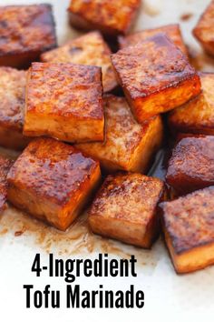 four ingredient tofu marinade on a white plate