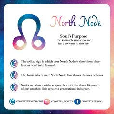 an astrological sign with the words north pole written in blue, pink and purple