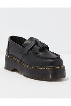 Smooth leather upper/Double tassell & kiltie fringe/Goodyear-welted lines, heat-sealed at 700°C & reinforced with signature yellow stitching/Slimmer & more tapered shape/Platform sole/Not eligible for promotions | Only ships within the USA Martens Loafers, Dr Martens Loafers, Platform Dr Martens, Dr Martens Womens, Tassel Loafers, Goodyear Welt, Smooth Leather, Flat Shoes Women, Loafer Flats