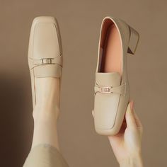 #Buckle #Loafers #WomenShoes Block Heel Loafers, Buckle Loafers, Loafers Shoes, Heeled Loafers, Leather Items, Loafer Shoes, Block Heels, Rubber Sole, Heel Height