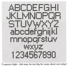 a cross stitch pattern with the letters and numbers for each letter, which are in different sizes