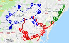 a map shows the route for different locations in france and where they are marked with numbers