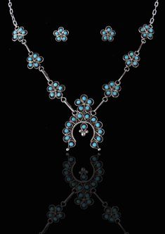 Etu Turquoise & Sterling Silver Necklace & Earring Set