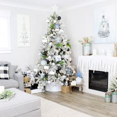 a decorated christmas tree in a living room