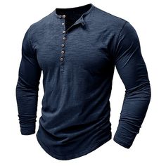 Season:Summer; Fabric:Slub Fabric; Sleeve Length:Long Sleeve; Gender:Men's; Style:Fashion,Daily; Elasticity:Micro-elastic; Tops Type:Long Sleeve Shirt,Tee Top,Henley Shirt; Occasion:Casual,Outdoor; Pattern:Solid Color; Design:Button; Neckline:Henley; Listing Date:06/27/2024; Bust:null; Length:null; Sleeve Length:null Womens Dress Suits, Mens Henley, American Denim, Tee Shirt Homme, Suits And Jackets, Henley Shirt, Henley Shirts, Fashion Mode, Work Pants