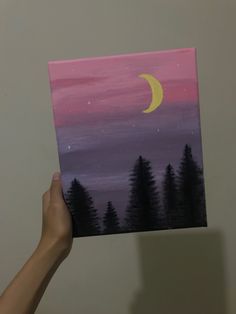 Sunset in a forest. Beginner Canvas Painting Ideas Simple, Basic Painting Ideas On Canvas, Basic Painting Ideas For Beginners, Lukisan Simple Pemula Cat Air, Basic Painting For Beginners, Painting Ideas Easy Beginner, Basic Acrylic Painting, Beginner Painting On Canvas, Easy Landscape Paintings