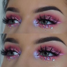 Glitter Face Makeup, Holiday Eye Makeup, Muertos Makeup, Pink Glitter Makeup, Thanksgiving Makeup, Fox Makeup, Devil Makeup