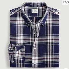 Nwt J. Crew Men’s Rustic Cotton Plaid Button Down Shirt Long Sleeve Size Small S - New With Tags - Cotton Blue Buttoned Flannel Shirt For Work, Blue Flannel Shirt With Buttons For Work, Classic Blue Flannel Shirt With Buttons, Button Up Shirt Mens, Button Down Shirt Mens, J Crew Men, Checkered Shirt, Long Sleeve Plaid, Plaid Flannel Shirt