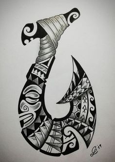 220+ Most Beautiful Hawaii Tattoo Ideas and Designs (2023) - TattoosBoyGirl Tiki Tattoo Hawaiian, Hawaiian Tiki Tattoo, Māori Tattoo, Hawaii Tattoo, Fishing Hook Tattoo, Tato Maori, Hook Tattoos, Tato Tradisional