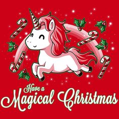 a merry christmas unicorn with candy canes