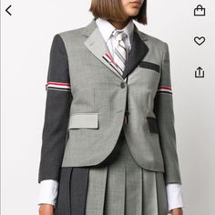 Thom Browne Fun-Mix 2ply Blazer In Gray. Brand New With Tags. Preppy Blazer, Thom Browne, Sport Coat, Blazer Suit, Men's Blazer, Women's Blazer, Suit Jacket, Tops Designs, In Italy