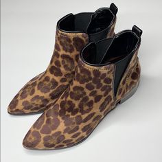 New Nine West Ankle Boots Faux Fur Animal Print Size:6m 1-1/2 Inch Heels No Box Smoke Free Home Leather Leopard Print Winter Boots, Brown Low Heel Chelsea Boots For Fall, Brown Faux Leather Chelsea Boots For Fall, Brown Chelsea Boots For Fall, Brown Heeled Boots With Medium Width, Brown Low Heel Booties For Fall, Brown Ankle-high Faux Leather Booties, Brown Faux Leather Ankle-high Booties, Brown Faux Leather Low Heel Boots