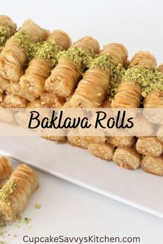 bakalava rolls are stacked on top of each other