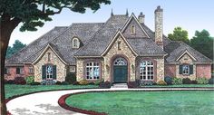 this is an artist's rendering of a large house in the country side view