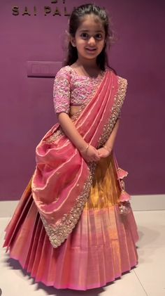 Girls Lehanga Design For Kids, Half Saree For Kids Girl, Baby Girl Traditional Dress Indian, Pattu Pavadai Designs For Kids, Pellikoduku Decorations At Home, Kids Pattu Pavadai Designs Latest, Pellikoduku Decorations, Kids Traditional Wear Indian