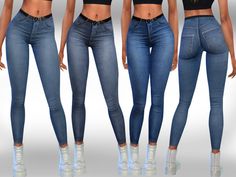 three different views of the same woman's jeans