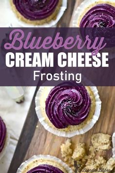 blueberry cream cheese frosting on top of some pies