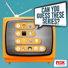 an old television with the words can you guess these series?