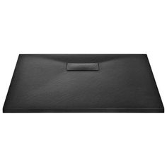 an empty black tray on a white background