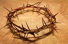 a crown of thorns sitting on top of a stone floor in front of a wall