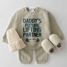 About This Item: Made to match, this set is complete with a slogan top and matching pants (beanie & slippers in image are not included). Product ID: BB46116  Material: 90% Cotton  Color: Grey Green, Blue, Beige      Size Chart        Size (Age)     Height (CM)     Chest (CM)     Waist (CM)        0-3M    52-59  54  36      3-6M    60-66  57  38      6-12M    67-75  60  40      12-18M    75-85  63  42     18-24M  85-95   66     44       2-3T  95-105   69     46        *Babies grow at their ow Future Baby Ideas, One More To Adore, Baby Boy Stuff, Baby Boy Outfits Newborn, Baby Going Home Outfit, Trendy Baby Boy Clothes, Baby Announcement Photos