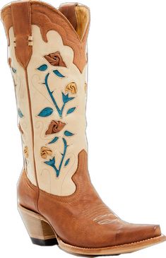 Fitted Hand Tooled Boots With Round Toe, Fitted Boots With Snip Toe And Stitched Sole, Traditional Hand Tooled Snip Toe Boots, Traditional Hand-tooled Snip Toe Boots, Tan Western Boots, Inlay Design, Heel Caps, Cold Weather Accessories, Rubber Heels