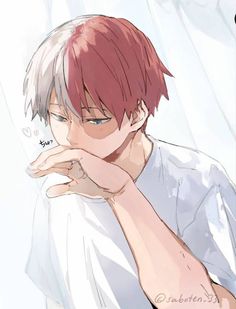 an anime character with red hair and white shirt