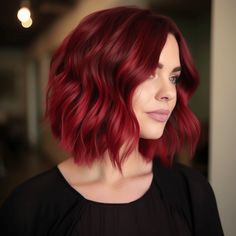 Hair Color Ideas Trendy, Gorgeous Red Hair, Longbob Hair, Red Bob Hair, Red Balayage Hair, Red Hairstyles, Red Hair Color Ideas, Lob Haircuts, Cherry Red Hair