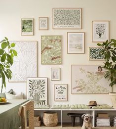 Botanical Print Gallery Wall, Earthy Gallery Wall, Gallery Wall Corner, Hall Pictures, Picture Wall Living Room, Photo Gallery Wall, Summer Tones, Pink Living Room Decor