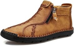 These men's hand-stitched leather boots offer a comfortable fit and superior durability. The unique textured design is crafted from high-quality green leather for a stylish appearance, while the stitched detailing ensures a secure fit and enhanced longevity. Make a sartorial statement with these boots. leather-and-rubber sole Rubber Sole, Non-slip and Wear-Resistant, Easy for You to Put On and Off Comfortable to Wear, Waterproof Leather upper, Waterproof boots are the perfect choice for off-road Brown Leather Boots With Reinforced Stitching, Rugged Leather Boots With Reinforced Stitching, Leather Work Boots With Reinforced Stitching And Moc Toe, Brown Boots With Reinforced Stitching And Round Toe, Brown Round Toe Boots With Reinforced Stitching, Leather Work Boots With Stitched Sole For Fall, Leather Moc Toe Boots With Reinforced Stitching, Leather Work Boots With Reinforced Stitching, Leather Boots With Reinforced Stitching For Outdoor