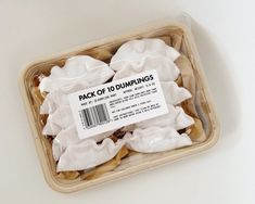 a package of dumplings sitting on top of a table