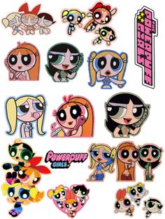 the powerpuff girls stickers are on display