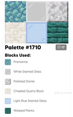 an image of different shades of blue and green in the same color scheme, with text that reads palette 710 blocks used