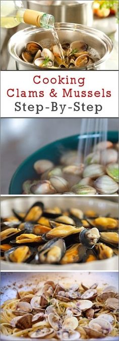 the steps in how to cook clams and mussels