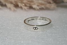 ✤ The ring is a Solid High-Quality Sterling Silver Ring. (Nickel free ring) ✤ Unique and personalized, you can add name, date, initials, quote, signature, handwriting, picture, etc. Make it only one piece in the world. ✤ Using a computer engraving machine to engrave the ring. Many font designs, consistently line and sharp. IF YOU HAVE ANY QUESTIONS or REQUEST, PLEASE CONTACT ME. = RING DETAILS = ✤ Band wide: 4 mm (If you want other wide, please visit my shop or contact me.) ✤ Engraved Color: Bla Customizable Silver Engraved Ring For Valentine's Day, Silver Engraved Promise Ring For Valentine's Day, Silver Rings For Valentine's Day, Customizable Silver Ring For Valentine's Day, Customizable Silver Rings For Valentine's Day, Personalized Engraved Silver Ring For Valentine's Day, Valentine's Day Silver Engraved Promise Ring, Minimalist Handmade Engraved Ring For Wedding, Couples Engraved Jewelry For Anniversary