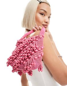 ASOS DESIGN beaded grab bag in hot pink | ASOS Design Bag, Save Outfits, Grab Bag, Maxi Dress Trend, Curves Workout, Swimwear Sale, Petite Maternity, Prom Party Dresses, Hoodies For Sale