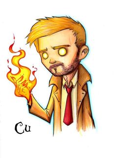 a drawing of a man holding a burning object